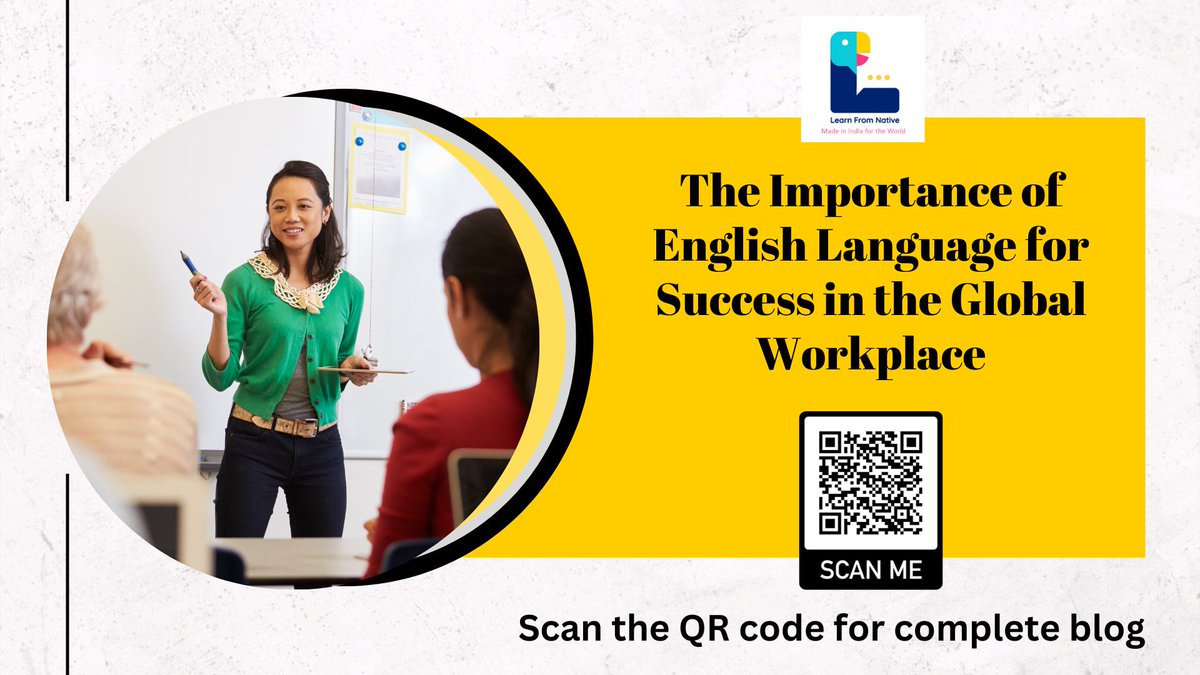 LearnFromNative's tweet image. To learn more about the benefits of the English Language for working professionals, read our complete blog by scanning the QR code!

#learnfromnative #learnenglish #LFN #englishforeveryone #businessenglish #upskilling #englishforadults