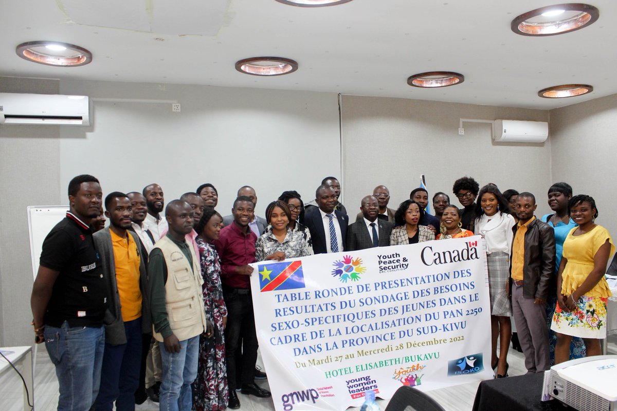 peace_drc's tweet photo. Ouverture à Bukavu/Sud-Kivu, ce 27 déc.2022 de la table ronde de présentation des résultats du sondage sur les besoins sexospécifiques des jeunes pour la #Localization2250
@WY4PSinAfrica @gnwp_gnwp @FemmesPaixSec @CanadaRDC @GC_Youth4Peace @RDC_JPS @UNDPAfrica @leclerc_katrina https://t.co/VeWPlNGf04