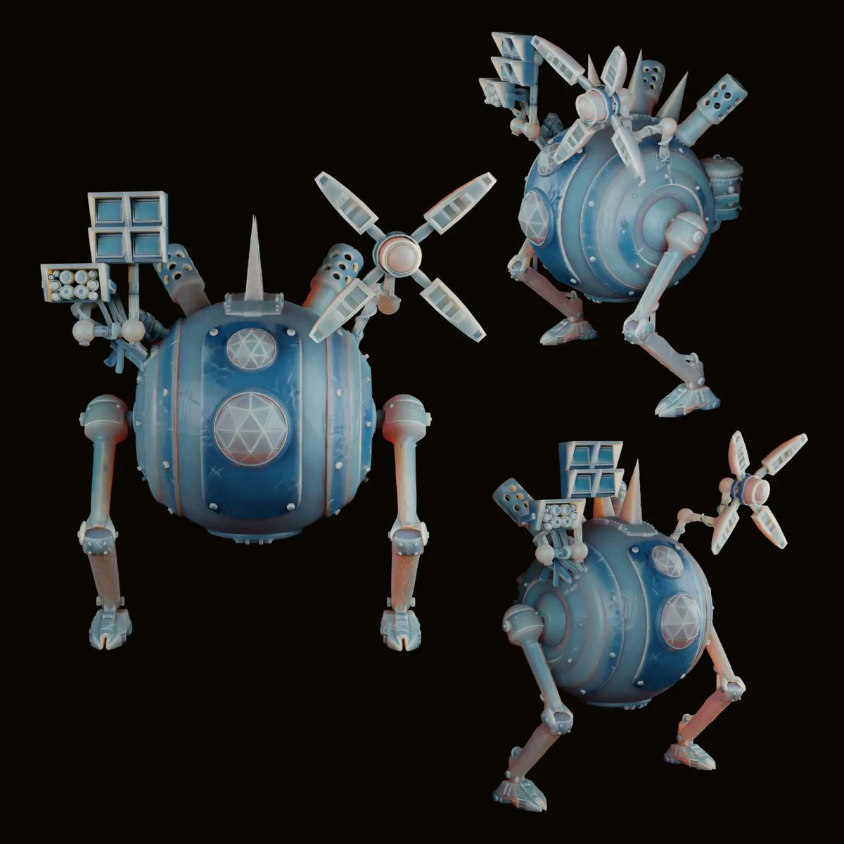 JustBilly_23's tweet photo. Here's a 3D model of a dieselpunk bot. 
It's messy, it's clumsy but I love it https://t.co/s3jx2yBQyc