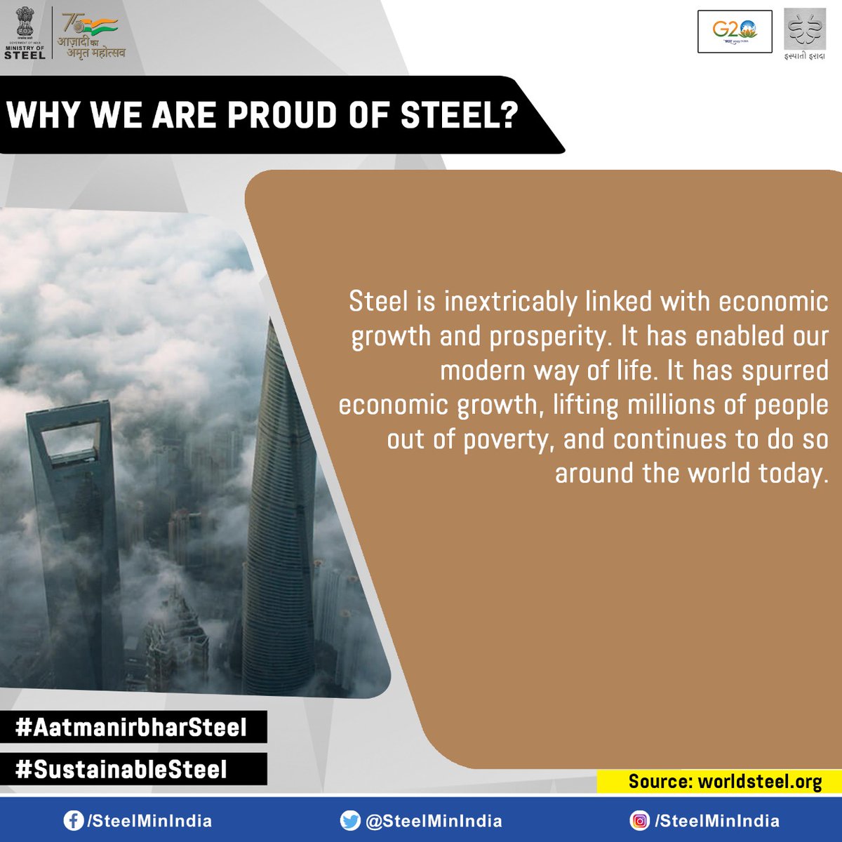SteelMinIndia's tweet photo. Let's learn how steel contributes to a more green and sustainable future.
#SustainableSteel #AatmaNirbharSteel #ispatigyan #SwitchToSteel https://t.co/HsbCP57dk7