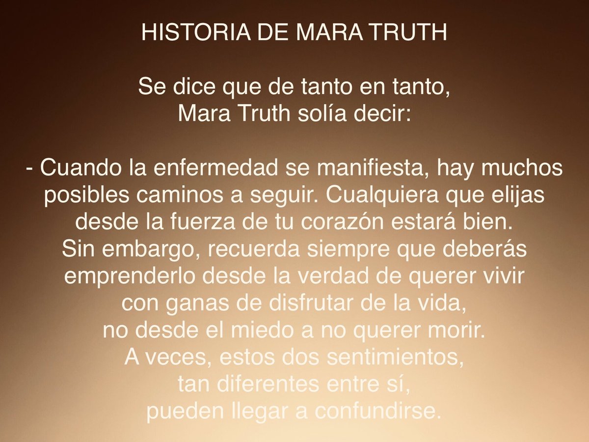 #HistoriaDeMaraTruth #Espiritualidad #CaminoDeSanación #CuandoLaEnfermedadSeManfiesta #GanasDeVivir #Autoconocimiento #CrecimientoPersonal #DesarrolloHumano #Buscadoras #Buscadores #Sanación #Pasos #Camino #MaraTruth 🕸

HISTORIA DE MARA TRUTH 

Se dice que de tanto en tanto 👇🏼