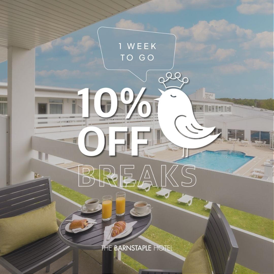 1 WEEK TO GO 💙 Save 10% Off 2023 Breaks

Book any stay, any date in any room type between now and the 22nd of December 2023 and enjoy 10% off your stay.

💙 Bed and Breakfast breaks start from just £45 per person per night

Click the link to Book Online. 
barnstaplehotel.co.uk/offers/early-b…