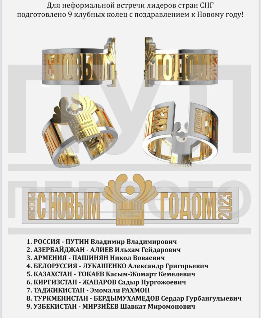 GoncharenkoUa's tweet photo. Putin got tired of being the Hitler of the 21st century and decided to play Lord of the Rings and become a "mighty Sauron".

He presented the participants of the informal summit of the Commonwealth of Independent States with rings with the symbol of the "commonwealth". https://t.co/vqZArg5uha