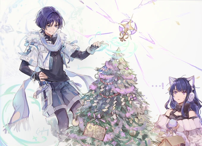 Super late xmas doodle but happy holidays!! Scara &amp; Ei ~ 