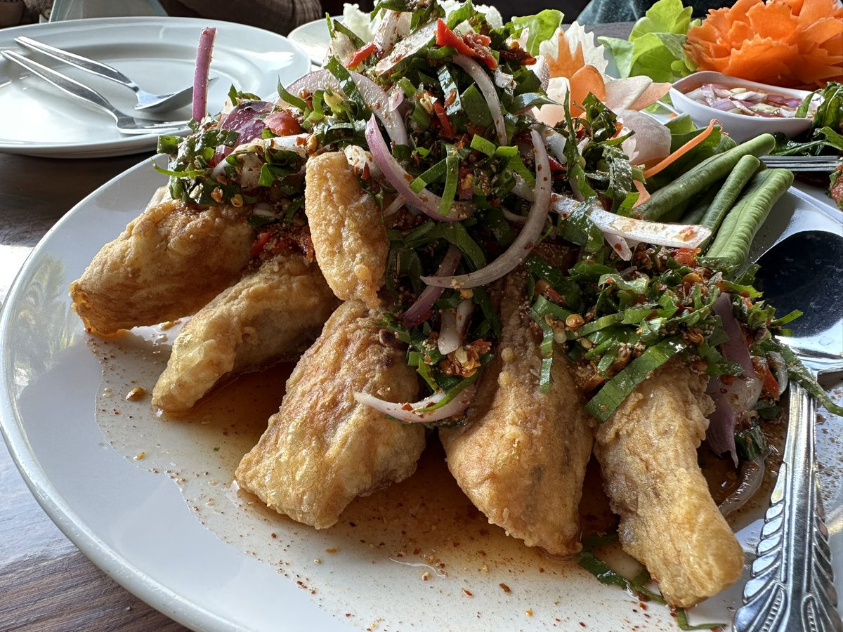kafaak's tweet image. อาหารที่ร้านครัวนายต๋อย #เขาค้อ รสชาติดีนะ ไม่แพง รสจัดจ้าน น่าจะถูกปากคนไทย ชาวต่างชาติที่ไม่ทานเผ็ด ต้องย้ำเขาหน่อย ทอดมันปลา ลาบปลาทอด เนื้อย่างจิ้มแจ่ว (อันนี้เนื้อหั่นลูกเต๋า เป็นเนื้อออสเตรเลีย จานนี้เลยแพงหน่อย 400 บาท แต่เนื้อนุ่ม) #triptwt