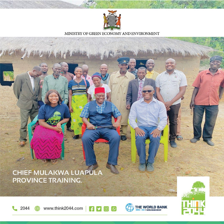think2044's tweet photo. "Chief Mulakwa in Samfya says TRALARD projects in Kapata ward (piggery, poultry, veg farming) are making great progress. Dial 2044 for info on how you can reduce your impact on climate change. #ActNowSaveTomorrow #Think2044" https://t.co/7XfUvoimzW