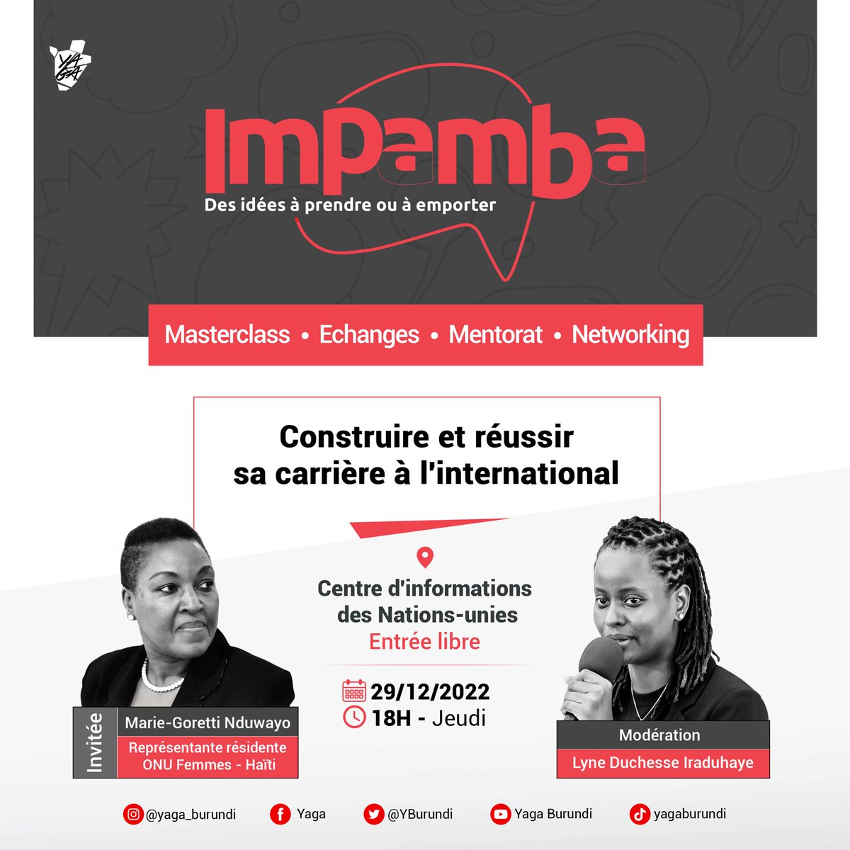 Yaga Burundi (@yburundi) on Twitter photo 😉 Élargir les horizons pour terminer l'année, quoi de mieux ?
Nous vous avons trouvé une bonne pioche en la personne de Marie Goretti Nduwayo, représentante-résidente de <a href="/ONUFemmesHaiti/">ONU FEMMES HAITI</a>.
En somme, la mère Noël qu'il vous faut en cette période. Karibu ☺️
#Impamba #competences 😉 Élargir les horizons pour terminer l'année, quoi de mieux ?
Nous vous avons trouvé une bonne pioche en la personne de Marie Goretti Nduwayo, représentante-résidente de <a href="/ONUFemmesHaiti/">ONU FEMMES HAITI</a>.
En somme, la mère Noël qu'il vous faut en cette période. Karibu ☺️
#Impamba #competences