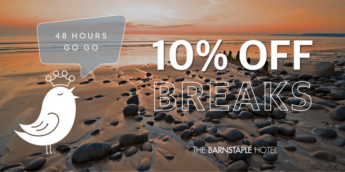 With less than 48 hours to go, there's little time to waste⚡

💙 Until 22nd December 2023
💙 Bed and Breakfast breaks from just £45 per person per night
💙Children aged 3-16 years stay for as little as £10 per night

Click the link to Book Online. 
barnstaplehotel.co.uk/offers/early-b…