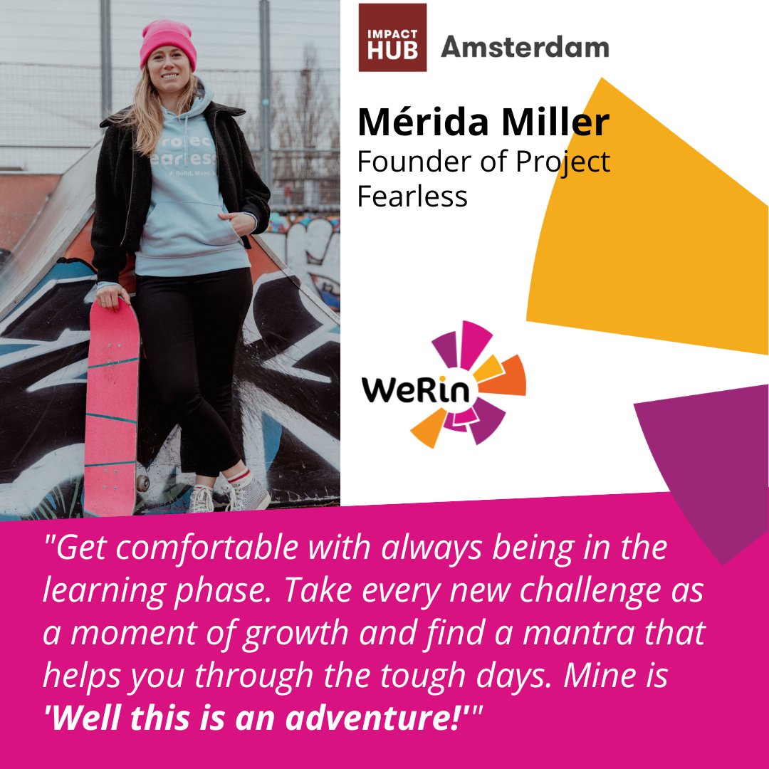 WeRinproject's tweet image. @MeridaMiller is the founder of Project Fearless @BuildMakeBe in #Amsterdam which creates one-of-a-kind after-school programmes for girls and non-binary youth between the ages of 9-14.