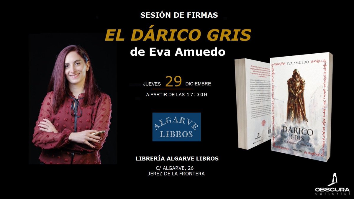 Queda poco para cerrar el año, y antes de finalizarlo estaré firmando ejemplares de El dárico gris en @algarvelibros, acompañadas de un buen café ❤️❤️.

¡Allí os espero! 🥰