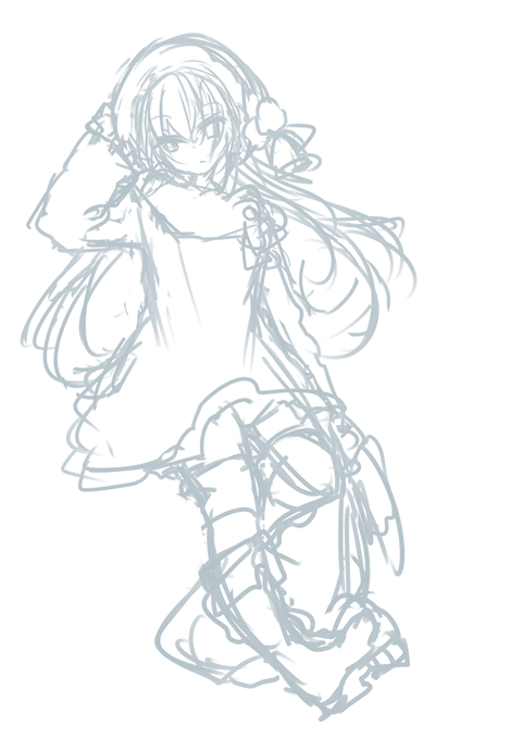 ちなみに諸々の理由で描けなくなったサンタリフちゃんのラフ 