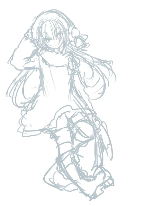ちなみに諸々の理由で描けなくなったサンタリフちゃんのラフ 