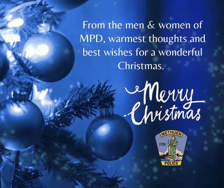 MethuenPolice's tweet photo. From our families to yours, we wish all our followers a very Merry Christmas! https://t.co/Xf0vtaQTwi