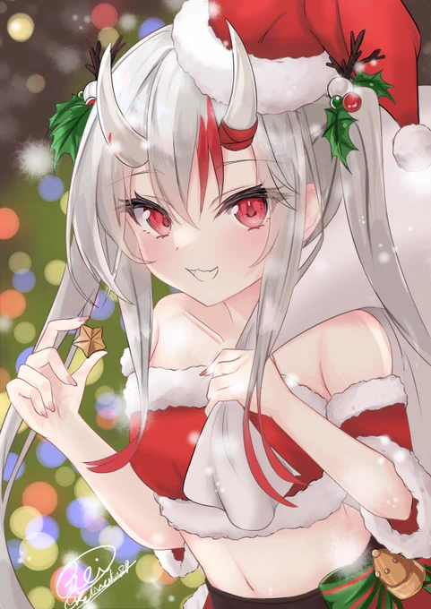 ギリギリ間に合ってるような気がしなくもないですが、遅ればせながらメリークリスマス!!#百鬼絵巻 #百鬼あやめ #ホロライブ 
