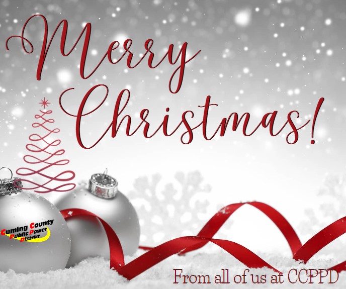 CumingCountyPPD's tweet photo. Merry Christmas from all of us at CCPPD. We hope you enjoy time with family &amp; friends! #MerryChristmas #CCPPD https://t.co/8XHvOfoCUF