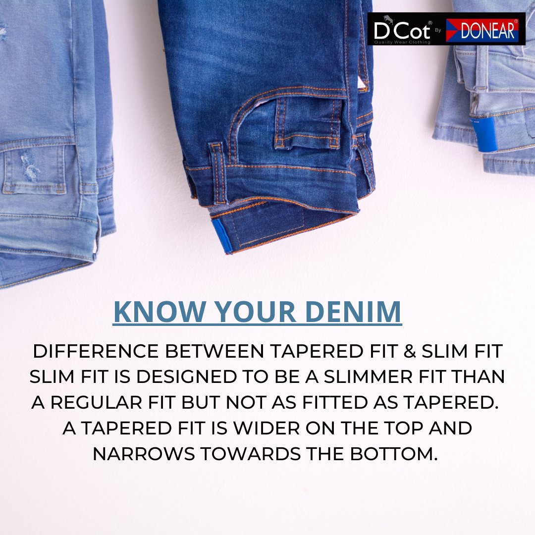 dcotfashion's tweet photo. While you look stunning in your denim, knowing the different styles is also important. We are here to tell you the difference between Tapered Fit &amp; Slim Fit. Keep reading to know more! 

#styletipsstyletips
#styletipsformen
#mensfashion #denim #mensfashiontips #indianbrand https://t.co/2EFI0rUmuf