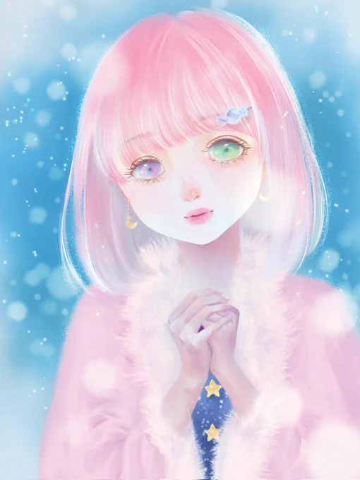 Merry Christmas今年はクリスマス絵はもとより冬らしい絵を描いていないことに気づきました…春の絵はいっぱい描くぞ〜昨年2021年クリスマスに投稿したルーナ姫を再び#ルーナート 