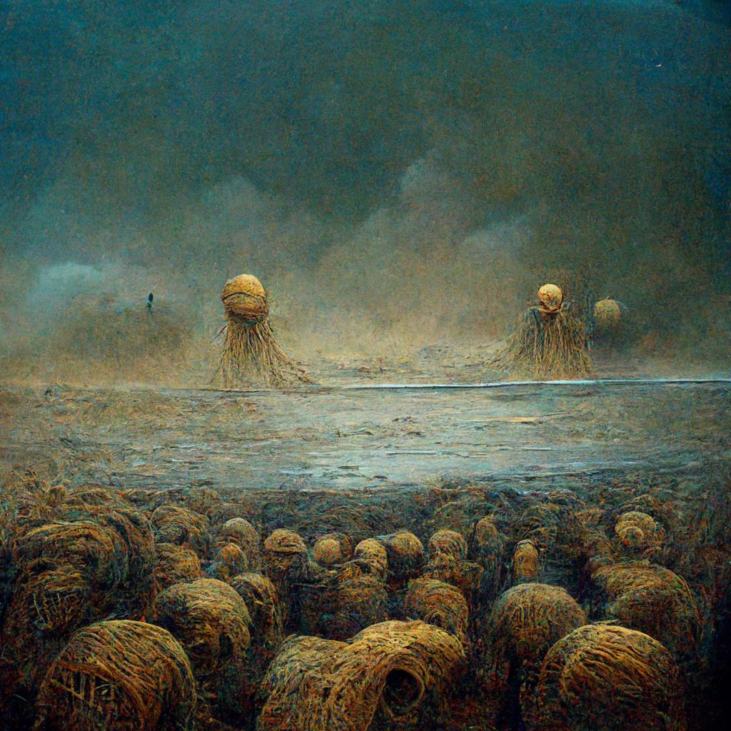 vermisluminium's tweet photo. Once there, a figure emerged from the depths, its form unlike anything mankind had ever seen.
#aiart #beksinski #midjourney #lovecraft #horrorart #digitalart #digitalartwork https://t.co/HpQVoS5QKN