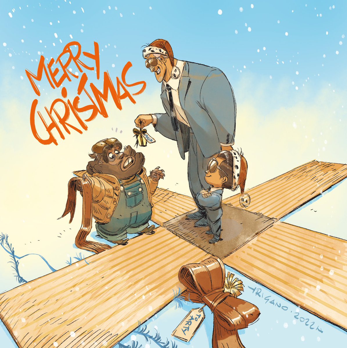 AndrewDonkin's tweet photo. Merry Crimble one and all!  Annual festive Christmas artwork of Arty and the gang from our graphic novels by Giovanni Rigano!  Have a lovely day whatever you are doing! https://t.co/OOBX7qJOaM