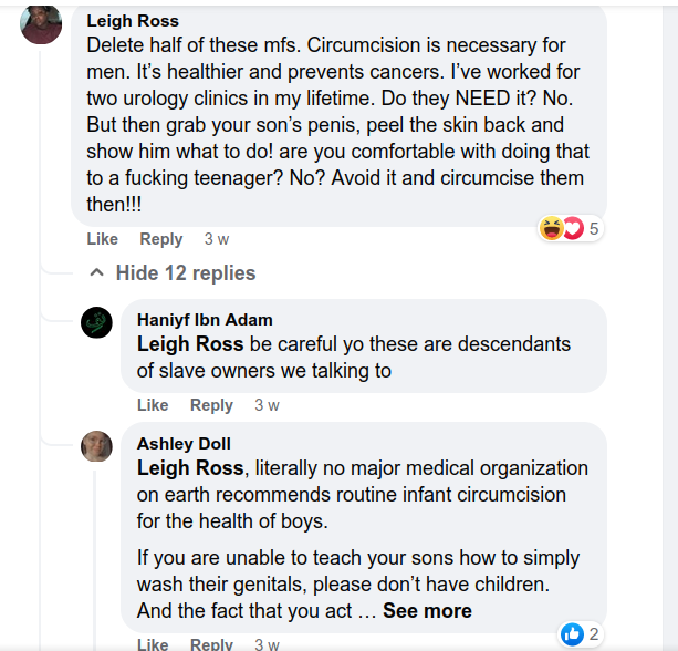 TheGuardianAn15's tweet photo. #QUACKWATCH
#Misandrist #babycutter: "#Circumcision is necessary for men. I've worked for two urology clinics..."
OP with offending comment: https://t.co/qtcUQxKfDH
Profile of asst. #quack: https://t.co/z1vqruo6FS
#molestation #SexCrime #Medical #fraud #malpractice #quackery https://t.co/ifctTNnP17