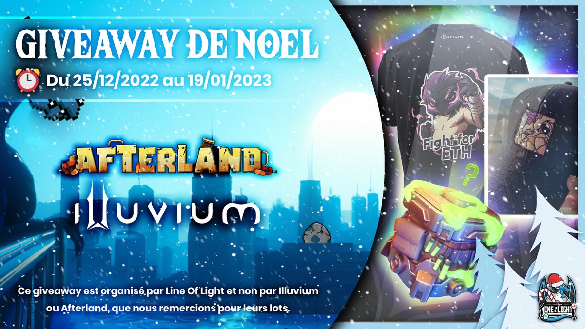 Joyeux Noel à toutes et à tous ! 🎅🥰

🎉GIVEAWAY 🎉
Pour bien finir l'année et la commencer encore mieux, Line Of Light offre la possibilité de gagner de nombreux cadeaux ! 🎁

👉Et ça commence ici : giv.gg/Y1Z8HX

#Crypto #P2E #NFT #NFTCommumity #Illuvium #playandearn