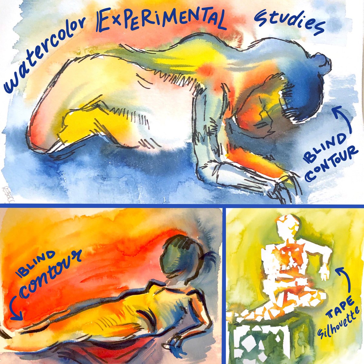 beccakoe's tweet photo. Here is the last post of my Figure Drawing work! We finished the semester with quick watercolor, ink, and collage work. 🎨

#artschool #collage #watercolor #illustration #figuredrawing #experimentalart #ink #blindcontour #art #drawing #painting #illustration #artistsontwitter https://t.co/injSnAdoll