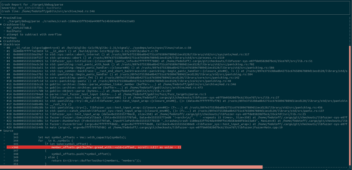 anfedotoff's tweet image. Checkout new #casr 2.3.0 release!!!
github.com/ispras/casr
 - rust panic support in casr-san/casr-gdb
 - c++ exceptions support in casr-san/casr-gdb
 - casr-python for creating CASR reports from python crashes🔥

P. S. Merry Christmas! ❄️❄️❄️
#fuzzing #afl #aflplusplus #python