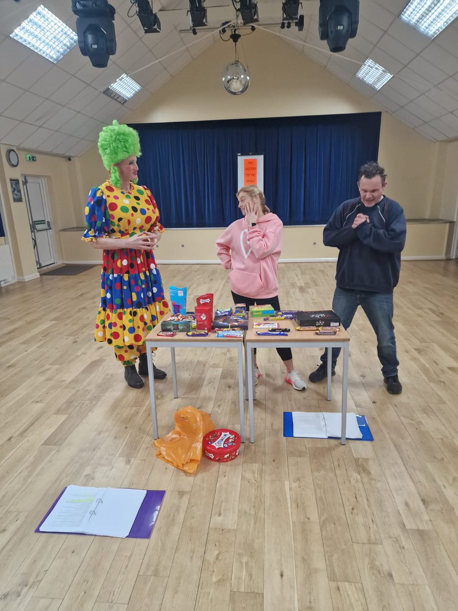 CopthornePlayer's tweet image. Merry Christmas! As a present for the chronically online, have some behind the scenes photos! The day we made our sneak peak video, we filmed it and then went straight on to a rehearsal. Carlos and Charming look a little confused to encounter a full Mother Boo in the wild!