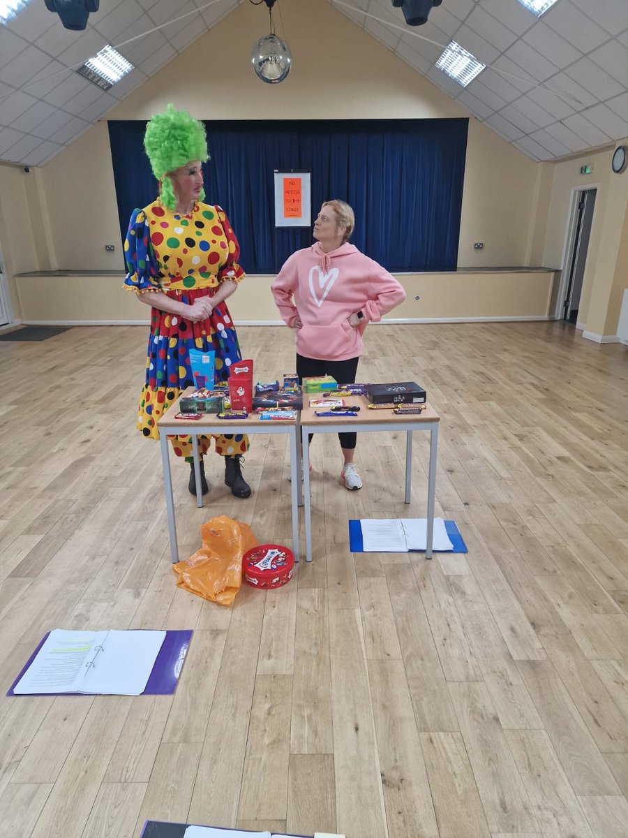 CopthornePlayer's tweet image. Merry Christmas! As a present for the chronically online, have some behind the scenes photos! The day we made our sneak peak video, we filmed it and then went straight on to a rehearsal. Carlos and Charming look a little confused to encounter a full Mother Boo in the wild!