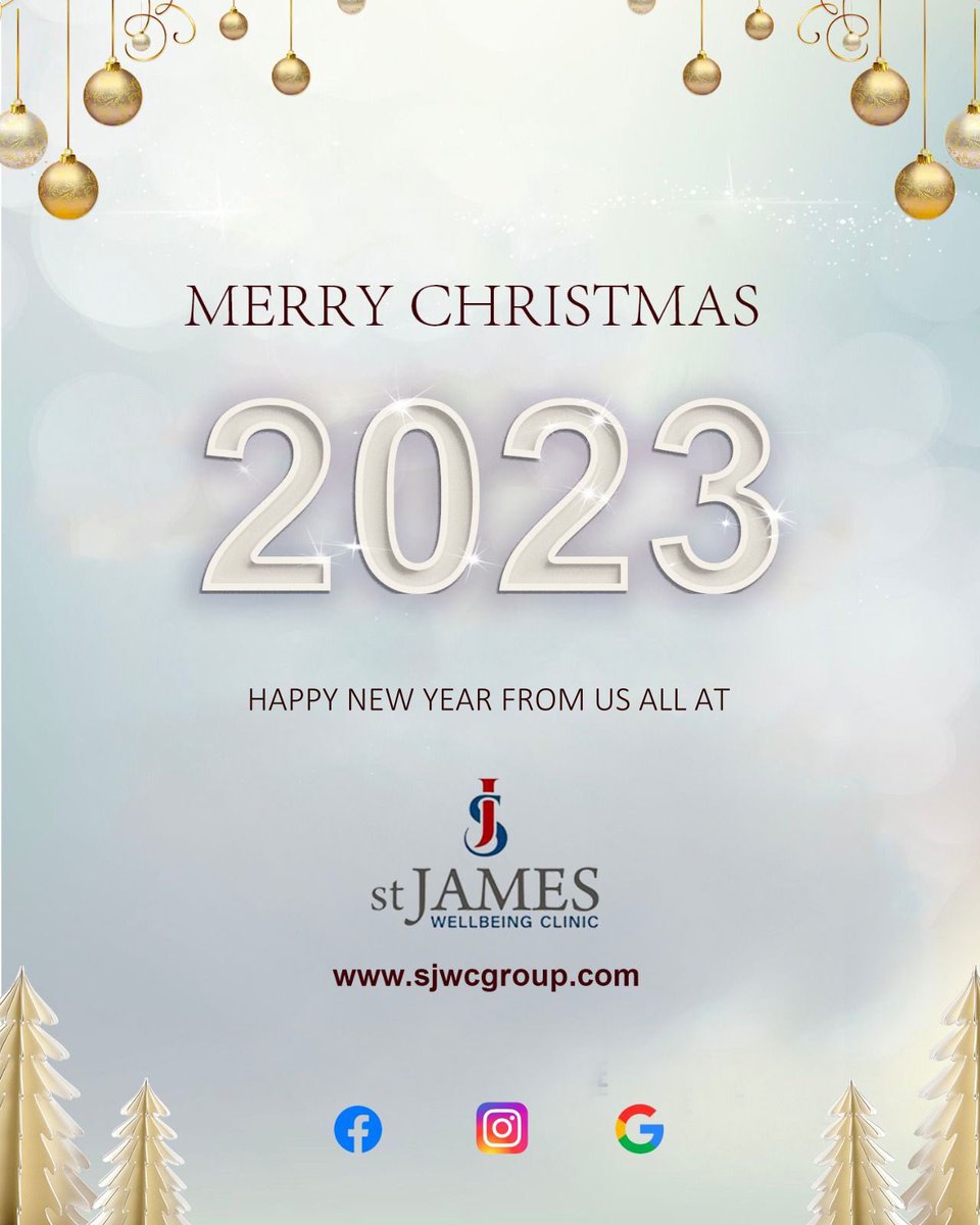 sjwcgroup's tweet image. 🎉Merry Christmas &amp;amp; Happy New Year from all of us at St James Wellbeing Clinic.

24th Dec- 27th Dec              Closed
28th Dec-30th Dec              11am-5pm
31st Dec-2nd Jan                   Closed

Business as usual.
#MerryChristmas #ChronicPain #Birmingham #pain #Christmas