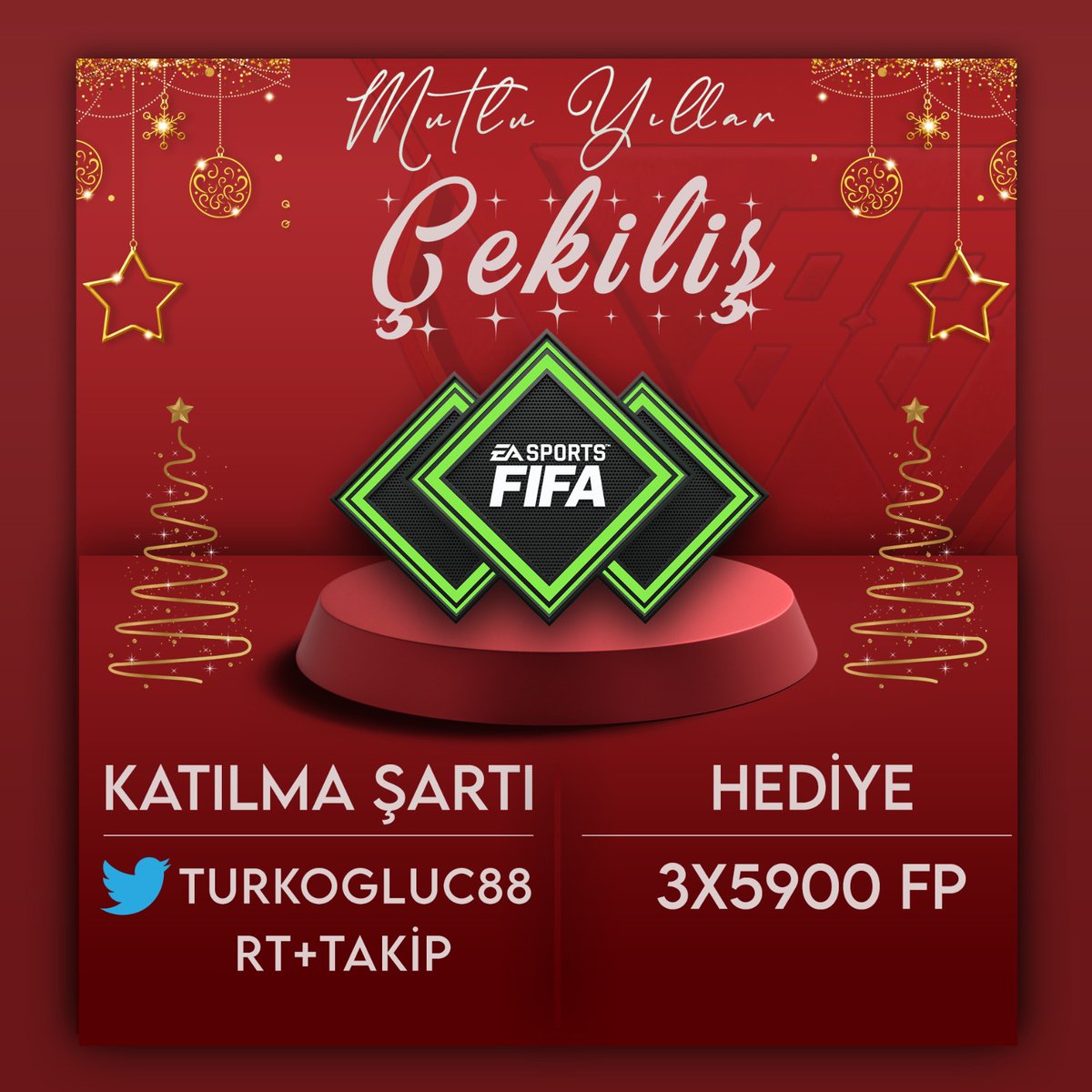 TurkogluC88's tweet photo. Herkese iyi yıllar 🥳🥳

Yeni yıla girerken 3x5900 FP hediye etmek istiyorum.

Postu retweet &amp; beğeni ve beni takip etmen yeterli. Bol şans <3

Önümüzdeki haftasonu kazananı bu postun altında paylaşacağım. https://t.co/b0C9SWvWzY