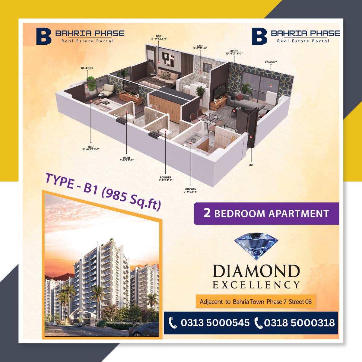 diamondexcellen's tweet photo. 2 Beds Luxury Apartment 3D View by Diamond Excellency Bahria Town Phase 7. https://t.co/aJ4wZwOew0