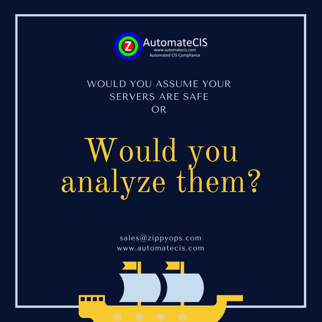 Would you assume your servers are safe or would you analyze them?

To access: automatecis.com
 
#CISbenchmark #informationsecurity #itriskmanagement #datalossprevention