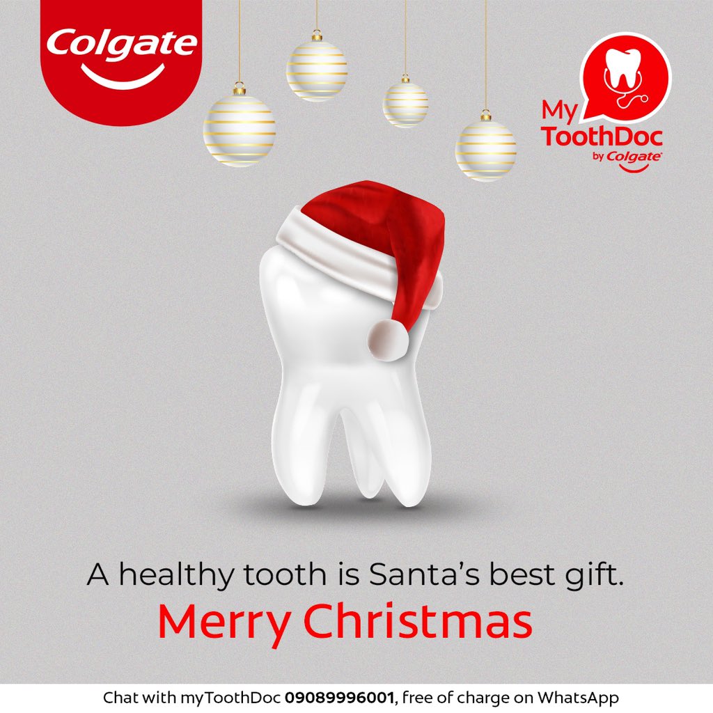 MyToothdoc_ng's tweet photo. Wishing you a holiday filled with healthy smiles and beautiful memories 🎄🥰. 

Merry Christmas.

#MyToothDoc
#ColgateNigeria
#MerryChristmas https://t.co/NDmYWTiLKJ