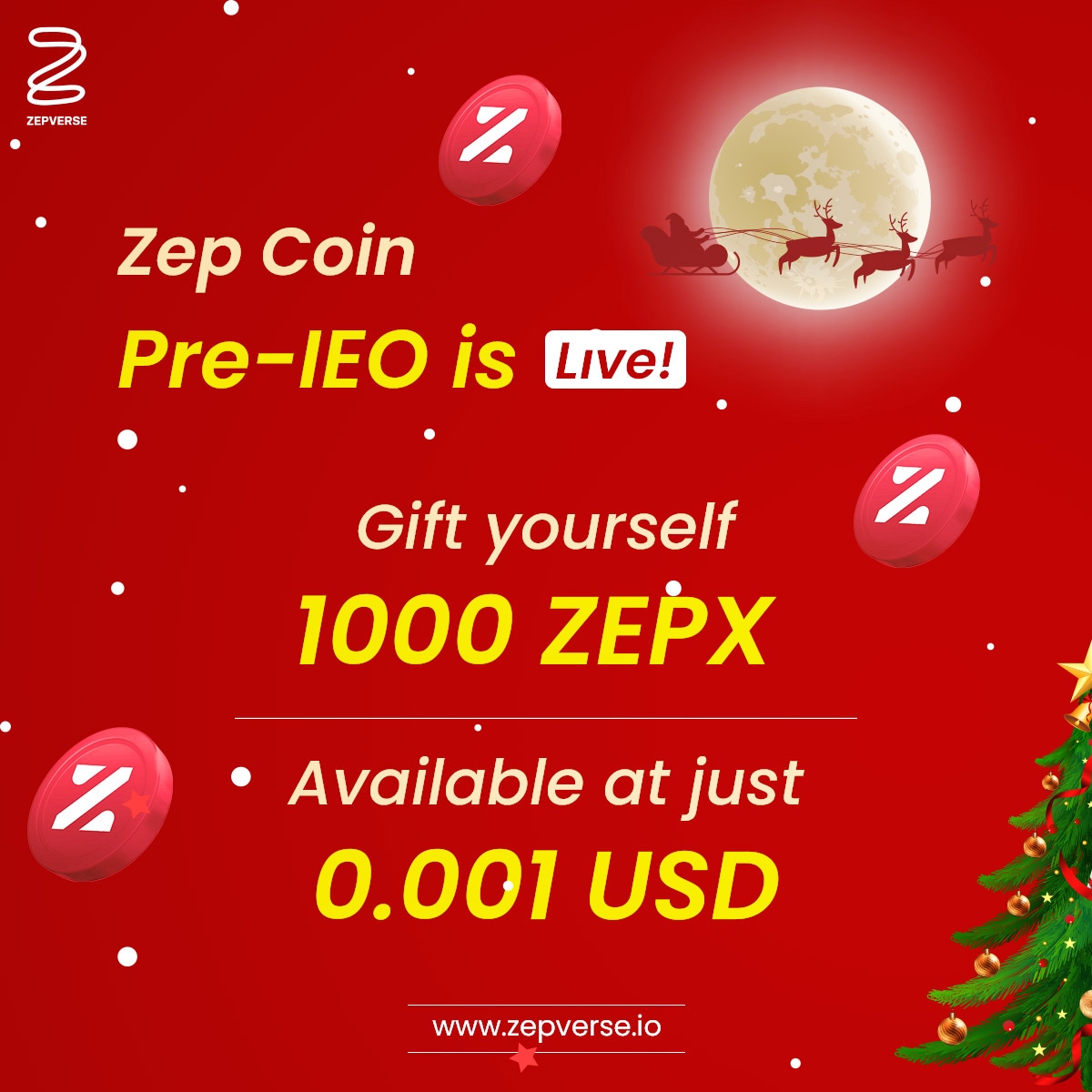 zepverse's tweet photo. Zep Coin ICO Phase II was closed successfully on 13th December 2022 and the Pre-IEO launched on 15th December 2022.
. 
. 
. 
. 
. 
#zepverse #vrnewupdate #Christmas #virtualreality #metaverse #ICO #ZEPCOIN https://t.co/oXXtiA50k1
