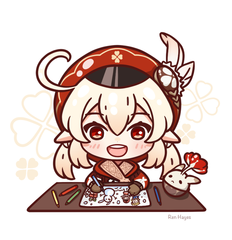Ren_twst's tweet photo. Klee prepares a gift for Albedo 🎨

#Klee #GenshinImpact #Chibi #原神 https://t.co/zUMDtJMnzr