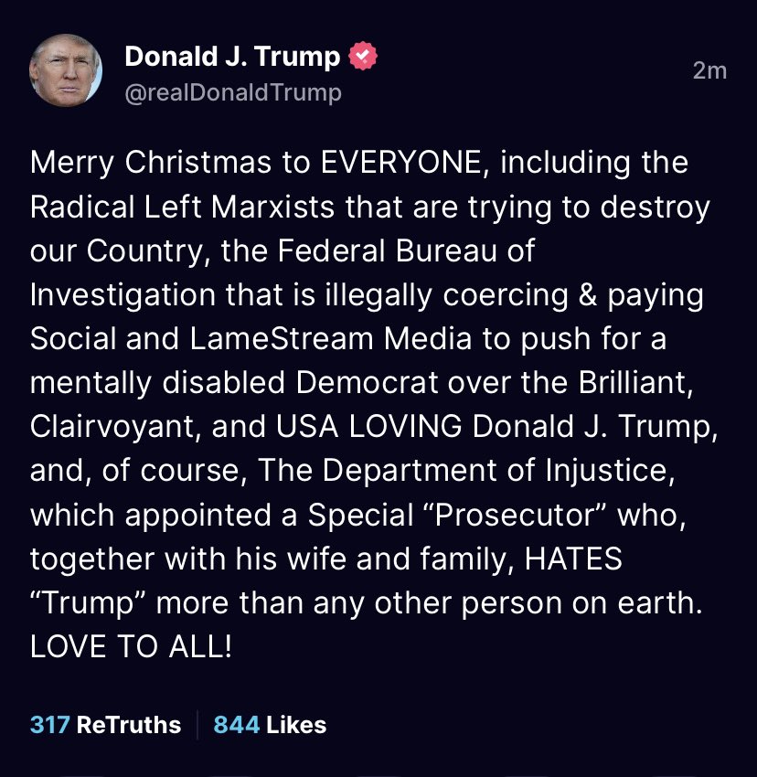 Ian Fraser on Twitter "Such magnanimity from Donald Trump. 🎄"