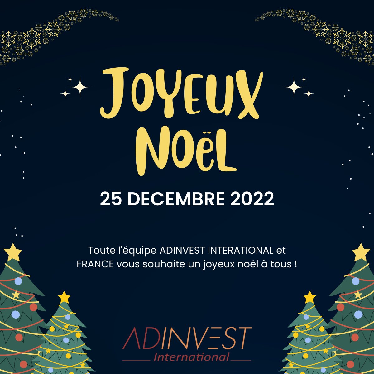 🎅🏻​🎄​​ JOYEUX NOEL A TOUS ​​🎅🏻​🎄​​

Toute l'équipe d'Adinvest International et Adinvest France vous souhaite un joyeux noël et profitez de vos proches durant ces fêtes de fin d'année.

#Noel #fête #AdinvestInternational #business #25décembre