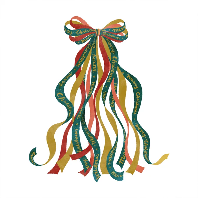 解いた後のリボンで#クリスマスイラスト(6/6) 