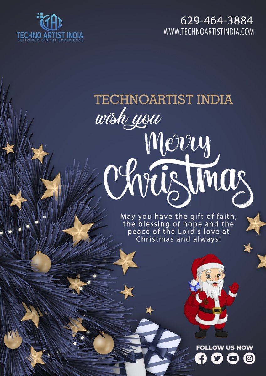 theartisttechno's tweet photo. May you have the gift of faith, the blessing of hope and the peace of the Lord's love at Christmas and always!
Techno Artist India Wishes You Merry Christmas!🎊🎄🎄🎄🌲🎊🎊
#marrychristmas #christmas2022 
#technoartistindia #digitalmarketing #webdesign  #graphicdesign https://t.co/HbL0YD8U1u