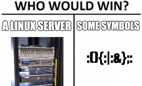 RecursiveNeuron's tweet photo. Understanding Bash fork() bomb code
https://t.co/VV2AsnS9RI

#linux #techhumor #technology https://t.co/1htCdWNbFP