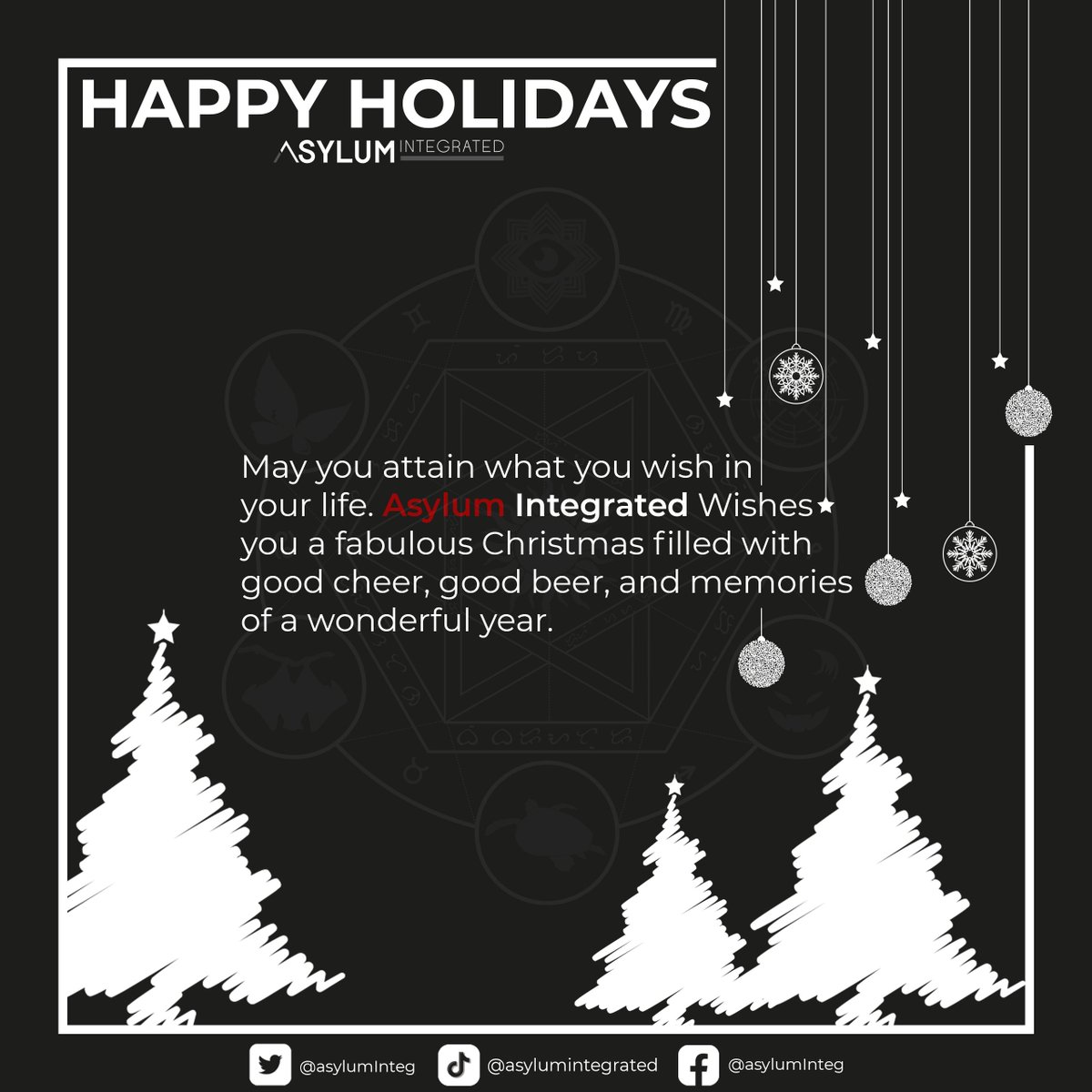 AsylumInteg's tweet photo. Sincere greetings from @AsylumInteg 🎊

We hope that everyone is taking their time off charts — enjoying good cheer, good beer, and the most wonderful time of the year! 🥂 https://t.co/yusu29WlSb