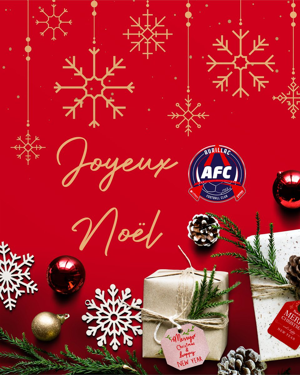 AurillacFC's tweet photo. L'ensemble de l'AFC vous souhaite un joyeux Noël et d'excellentes fêtes de fin d'année 🎉
#AllezAFC https://t.co/ju4JerCOeF