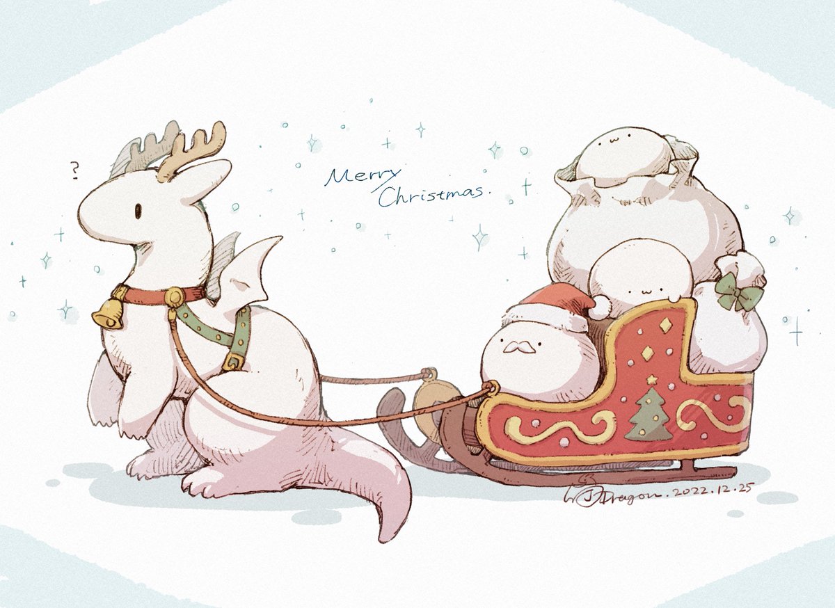 「メリークリスマスもち&ごん#Jどらごん 」|J-Dragon(創作･生き物)のイラスト