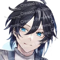 solo blue eyes black hair 1boy male focus white background looking at viewer  illustration images