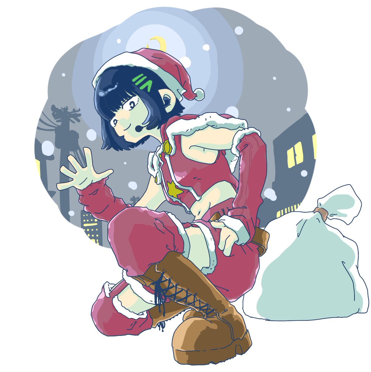 メリークリスマス🎄
ニラサンタ。。。
年末年始はずとまよカード描きたい。
（ツイート消えてて、再投稿です）

#ずっと真夜中でいいのに。
#ずとまよファンアート
#綺羅キラー✨️