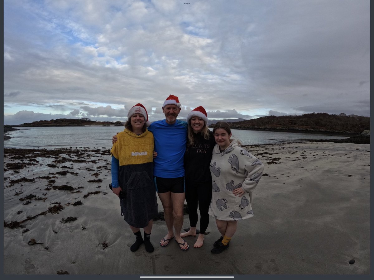 HMAGarside's tweet photo. Christmas swim this morning with family and neighbours here at @GlenuigInn . Merry Christmas everyone! https://t.co/9MW3RrUssv