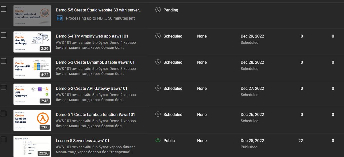 biligunb's tweet image. Он гарахаас өмнө 5р бүлэг хичээл орж дуусах нь ээ...
#aws101
youtube.com/c/biligunb