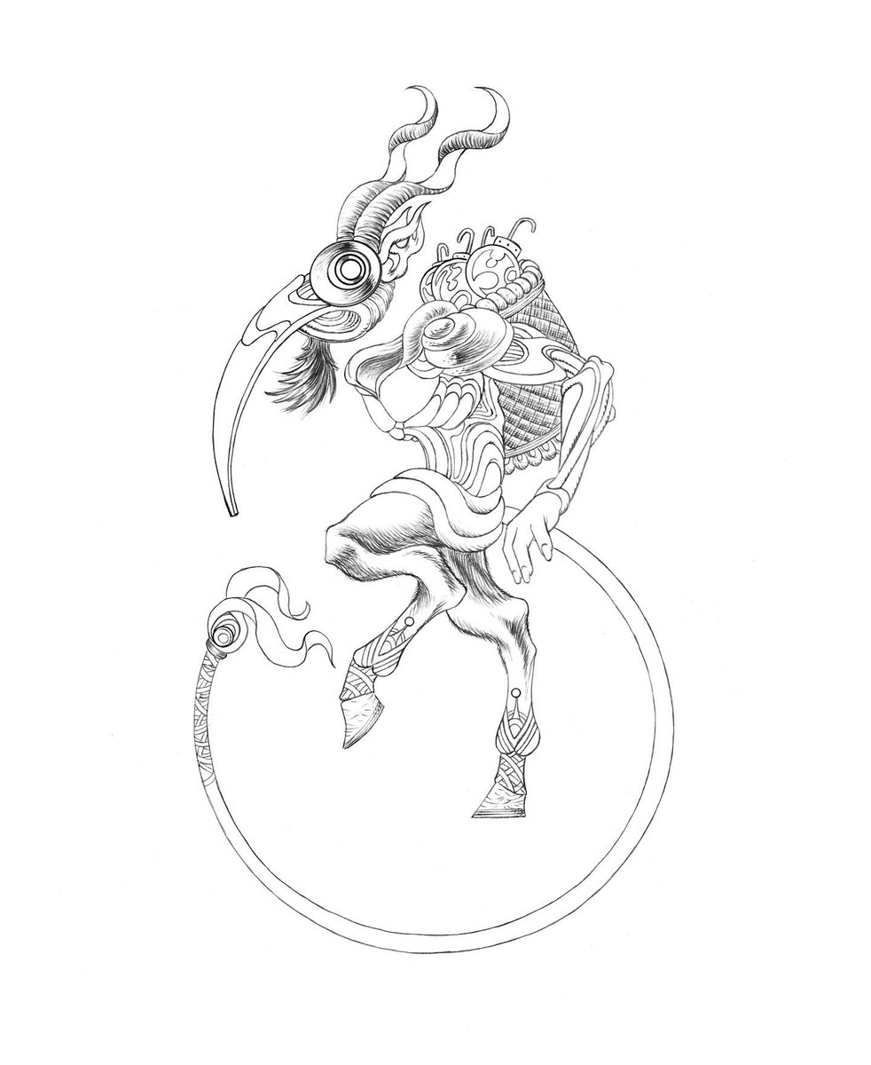 CarlYonder's tweet photo. Krampus. Pencil and digital. 9 x 12 inches. #HappyHolidays https://t.co/ei3iAISoso