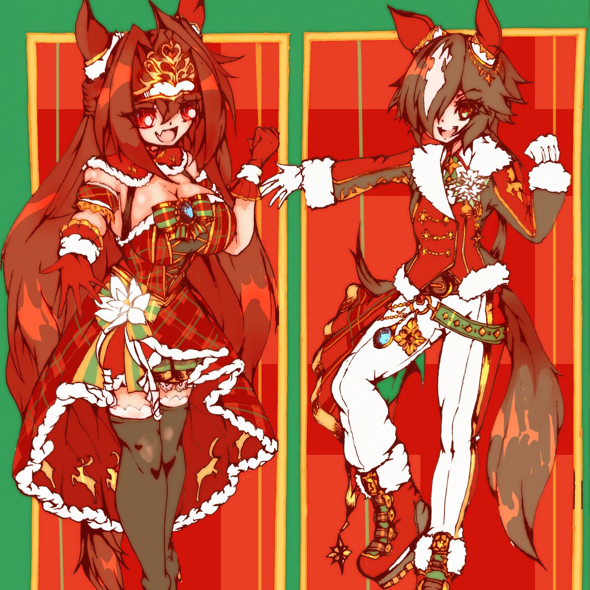 #ウマ娘
#ウマ娘プリティダービー 
#ダイワスカーレット
#ウオッカ 
クリスマスうおだす 